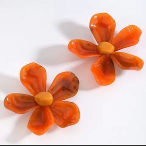 New Zara Vibrant Orange Flower Earrings